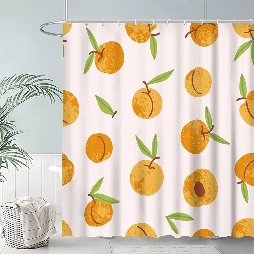 

Fresh Fruit Orange Shower Curtain With Hooks Waterproof Polyester Bathroom Curtain Watercolor Bath Curtain For Bathroom Decor W60H190(CM)-1 Pcs