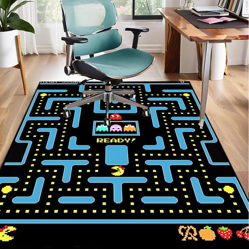 Pac game Adventure Office Rug Chair Mat, Game Carpet, Suitable for Front Door, Bedroom, Living Room, Desk, Holiday Gift