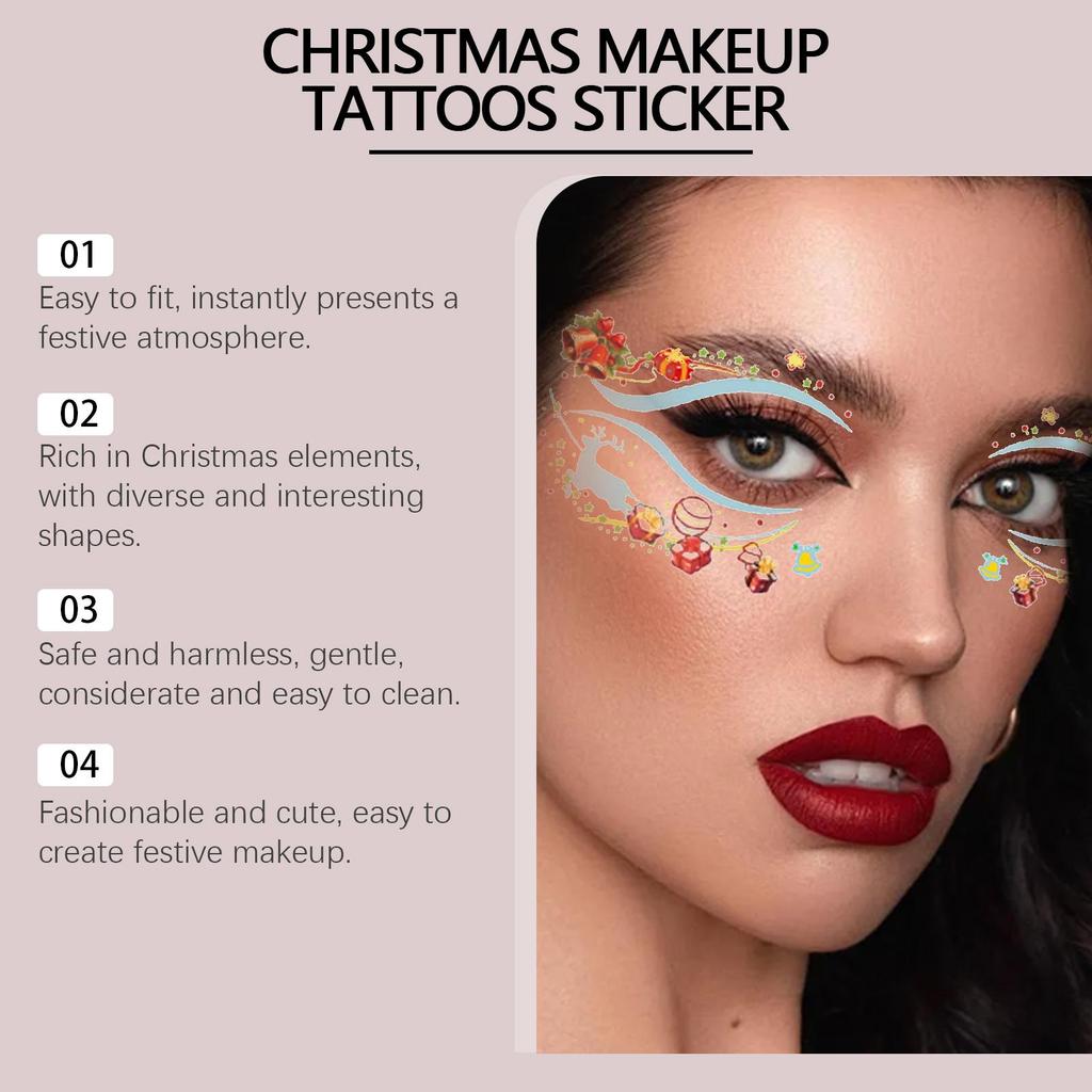 Christmas Face Stickers Christmas Facial Tattoos Showcase the Christmas Atmosphere Easy and Fun Decoration 10pcs