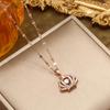 Lively Crown Titanium Necklace: Elegant Zirconia Pendant for Women's Distinctive Style.
