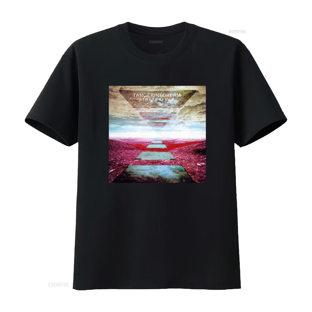 Camiseta de Algodón Suave Tangerine Dream Stratosfear Estampado Diseño Inspirado en Banda de Rock Retro Top Lavado Vintage Para Uso Diario