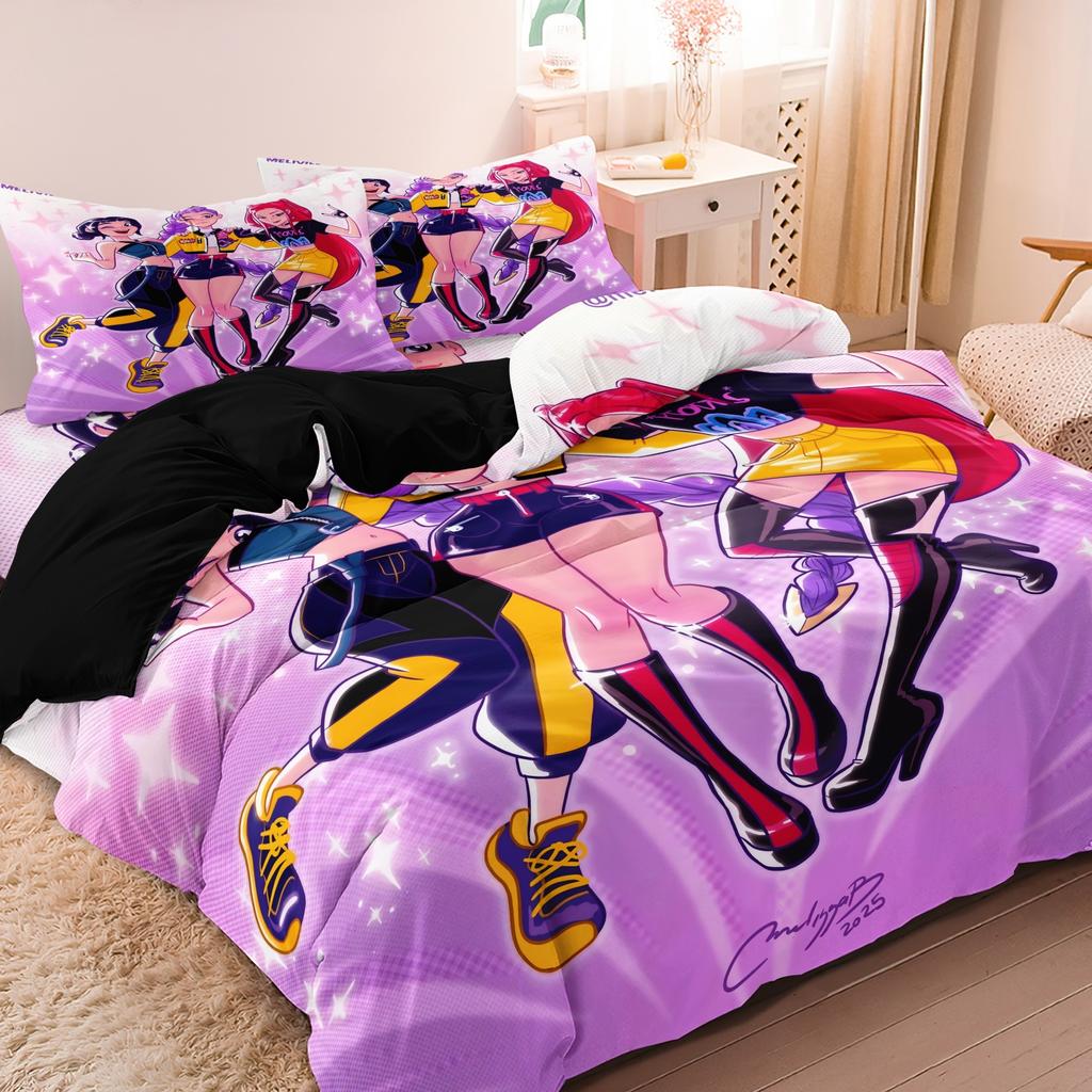3pcs K-Pop Demon Hunters Print coreless Bedding Set Multi Sized Bedding Dormitory duvet Cover Soft Decoration Machine Washable