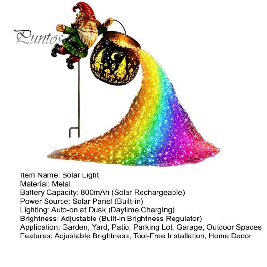 No Wire Driveway Lighting Flying Cauldron Solar Garden Light, Gnome LED Yard Stake Lamp with Auto Motion Sensor Security Light On/Off Sensor,