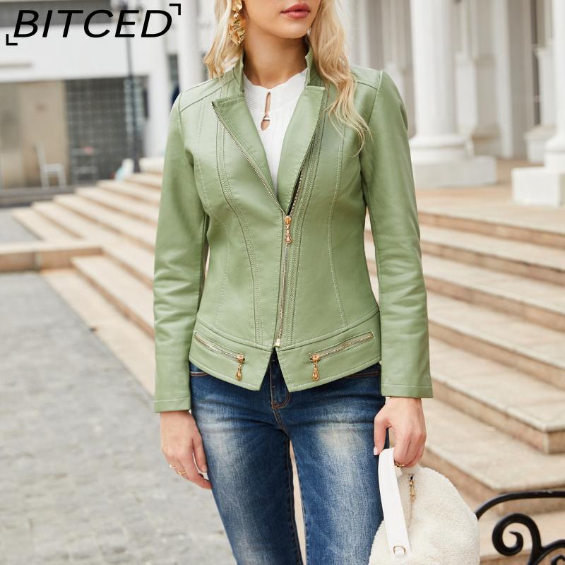 BITCED Women's Spring/Autumn Fashion PU Leather Jacket - Lightweight Spring/Autumn Short Jacket for Women S-4XL Casual Wear - Chic Style