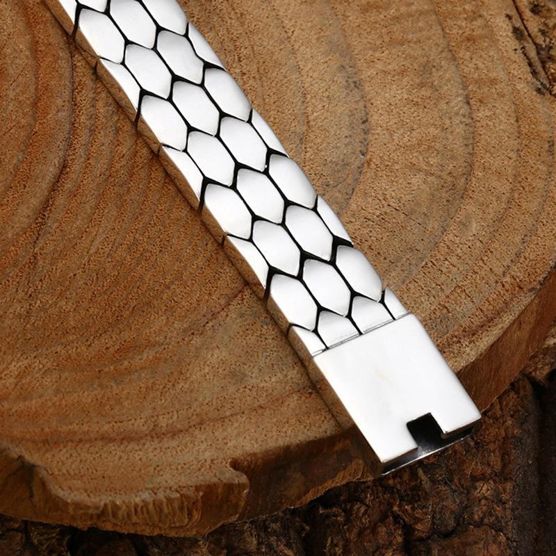 Silver Fashion Men's and Women's Chinese Style Trendy Wide Edition Serpentine Bracelet Retro Jewelry