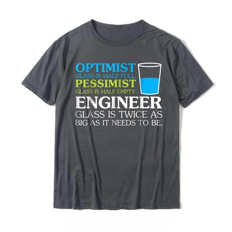 Funny Engineer Optimist Pessimist Glass TShirt Hot Sale Unique T Shirt Cotton Shirt Normal Cotton Tops Tees Fitness Tshirt