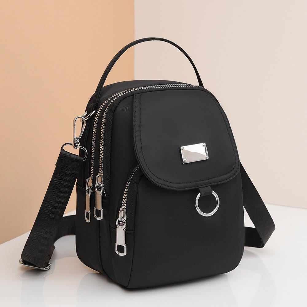 1PC Lady Casual Messenger Bag Solid Color Multi-function Purse Multi-layer Lightweight Oxford Handbag Suitable for Going Out