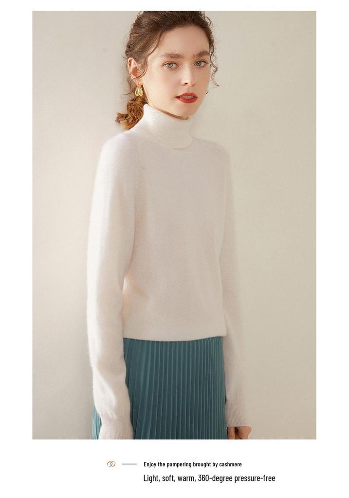 Women's Cashmere High Collar Saddle Shoulder Sweater – Slimming, Versatile, Simple, Loose Fit Base Layer for Autumn/Winter.