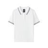 Fashionable Classic Series Stylish Versatile Breathable Striped Short Sleeve Polo Shirt Women Tops Bright-White L225W051-0019