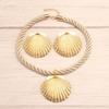 Elegant Shell Pendant Necklace and Earrings Set Handmade Weddings Accessories Fashionable Jewelry for Women Girls