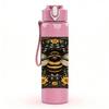 1PC Decorative Bee Pillow Print 750ml Color Plastic Sports Water Bottle Leakproof Flip Straw Lid Suitable for Sports Office Home Use
