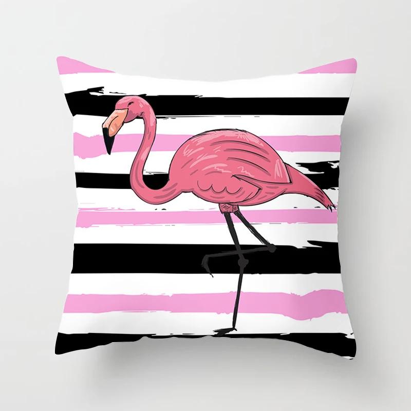 Flamingo Muster Dekorative Kissen Kissenbezug Polyester Kissenbezug Wurfkissen Sofadekoration Kissenbezug 40517-3