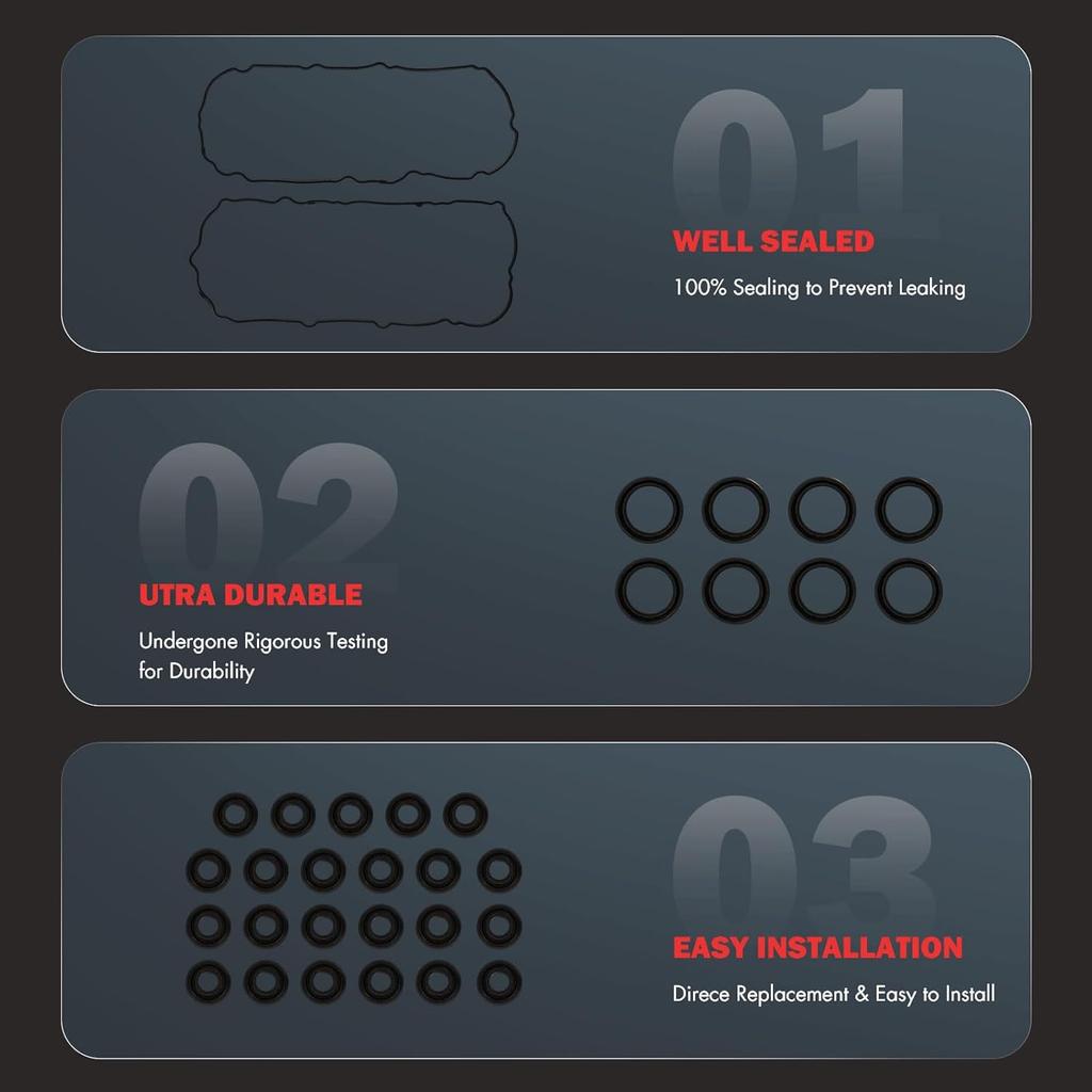 Engine Valve Cover Gasket Set Compatible with 2007-2014 for Ford Edge 3.5L;2008-2012 for Ford Taurus 3.5L;2007 for Mazda CX-9 3.5L, OE# VS50767R