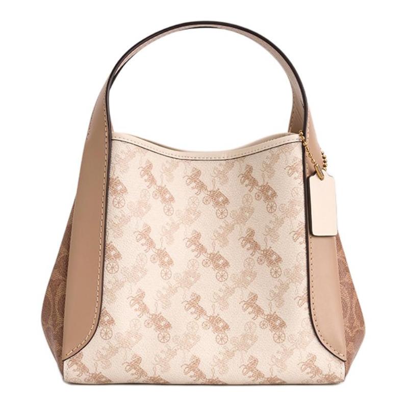 

COACH Hadley 21 micro-branded removable shoulder strap Faux leather with calf leather Shoulder crossbody tote Small Women s Chalk White Mix білий