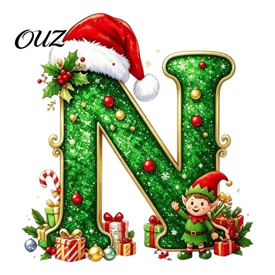 Durable Hanging Letter Decoration 26 Alphabet Christmas Ornament, Personalized Letters Acrylic Tree with Santa Hat Pendant And Elf Boy for Xmas Mantel