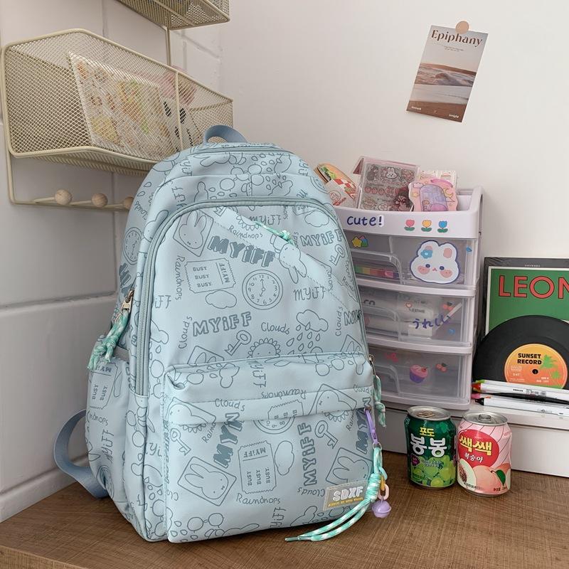 Spring new student backpack female college style schoolbag fresh and cute graffiti primary and secondary school schoolbag