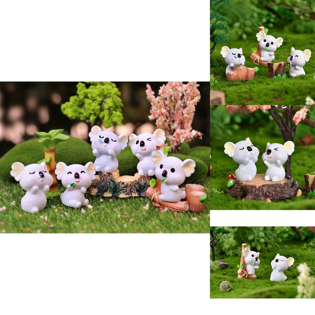 Cartoon Style Resin Koala Figurine Lovely Micro Landscape Diy Decor Crystal Ball Ornament
