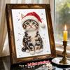 Frameless Pearl Painting Kit Cute Cat Christmas Aesthetic Wall Art DIY Sparkling Bead Canvas Room Decor Creative Craft