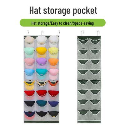 Wall-Mounted 24-Pocket Transparent Hanging Organizer for Baseball Hats