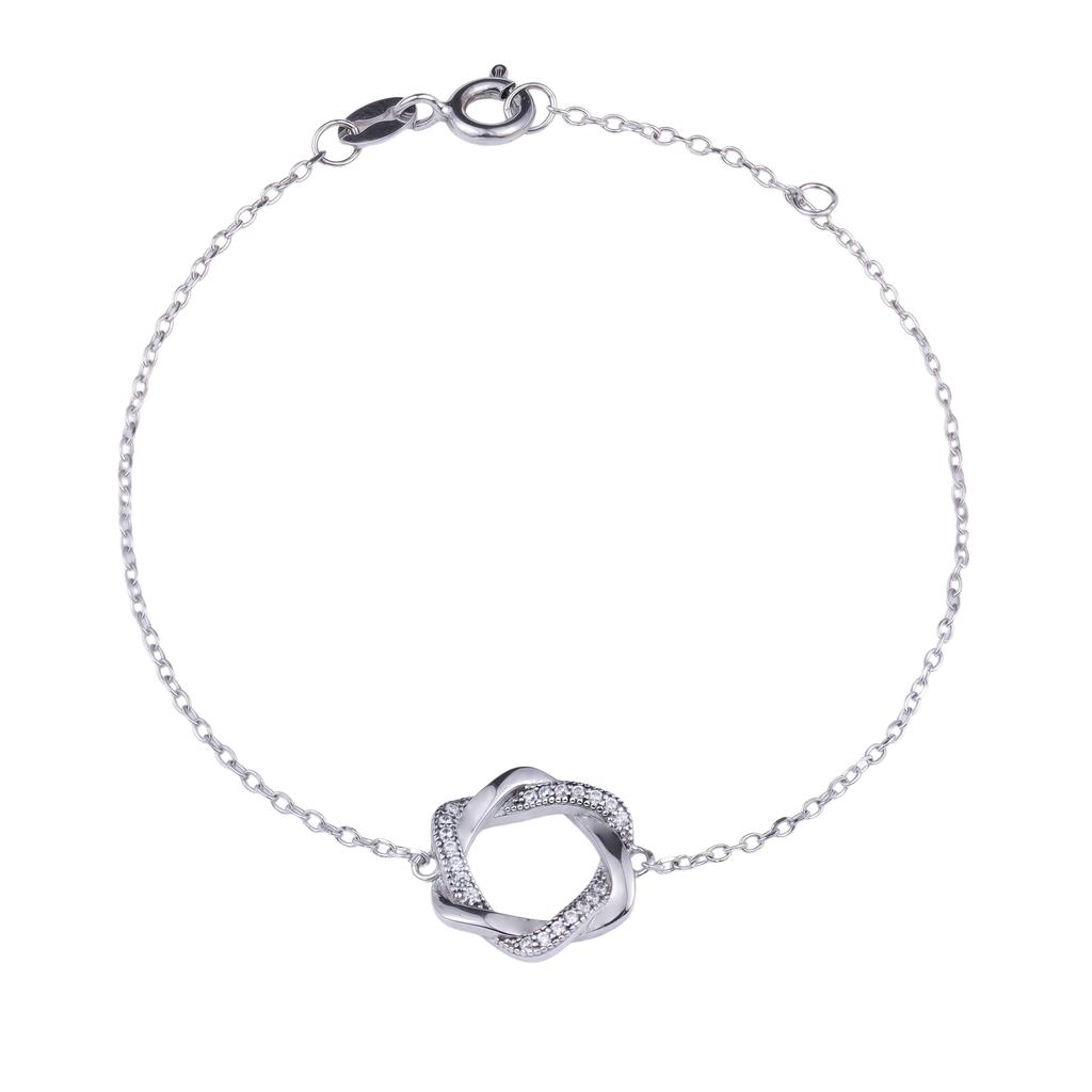 Couple Platinum Plated 925 Silver Chain & Link Bracelets with Zircon for Wedding Anniversary Party Gifts