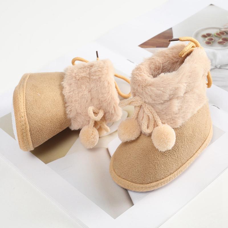 Baywell Winter Furry Snow Boots - Soft Sole First Walkers Shoes for Baby Girls 0-18 Months