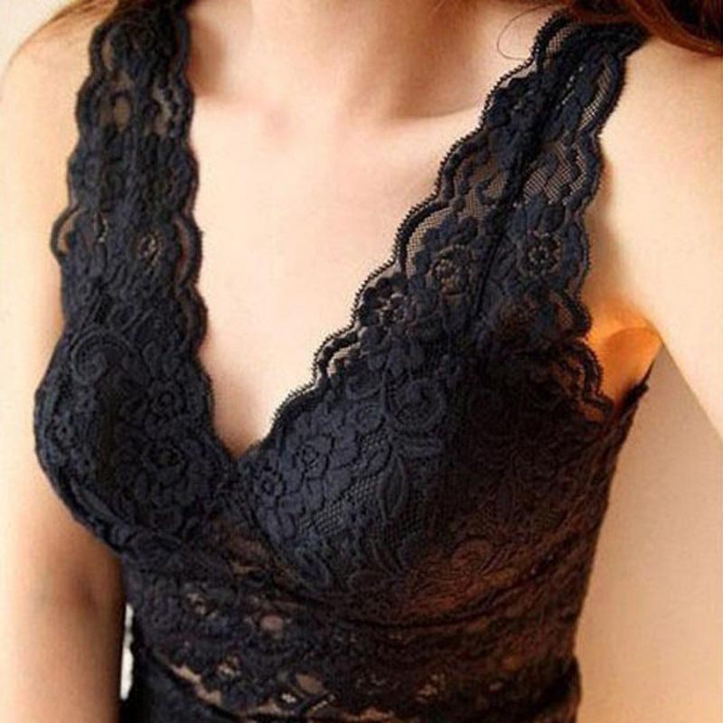 Schwarz-Weißes Blumenspitzen-Bralette mit Longline-Design und Verstellbaren Trägern