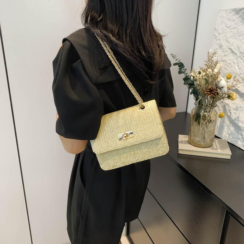 New Summer Small Square Bag Trendy Korean Version Knitted Fashionable Temperament Commuting Beautiful Lady Casual Small Bag Women
