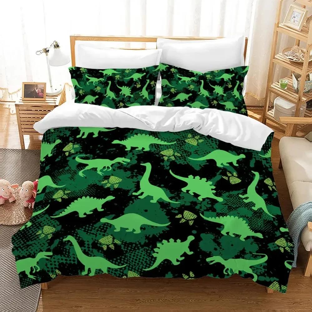 Dinosaur Soft Duvet Cover Black Evolution Extinction Predator Animals Beding Set Ful Double Quen King-Sized Dimensionsd Dimensions Polyester Qulit