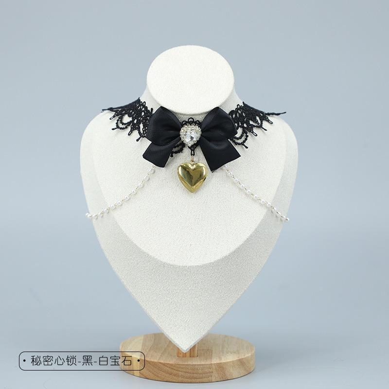 Süßes Mädchen Anzieh-Spitzenhalskette Metall-Liebes-Schlüsselbein-Kette Schmuckhalskette Kragen Lolita-Halskette