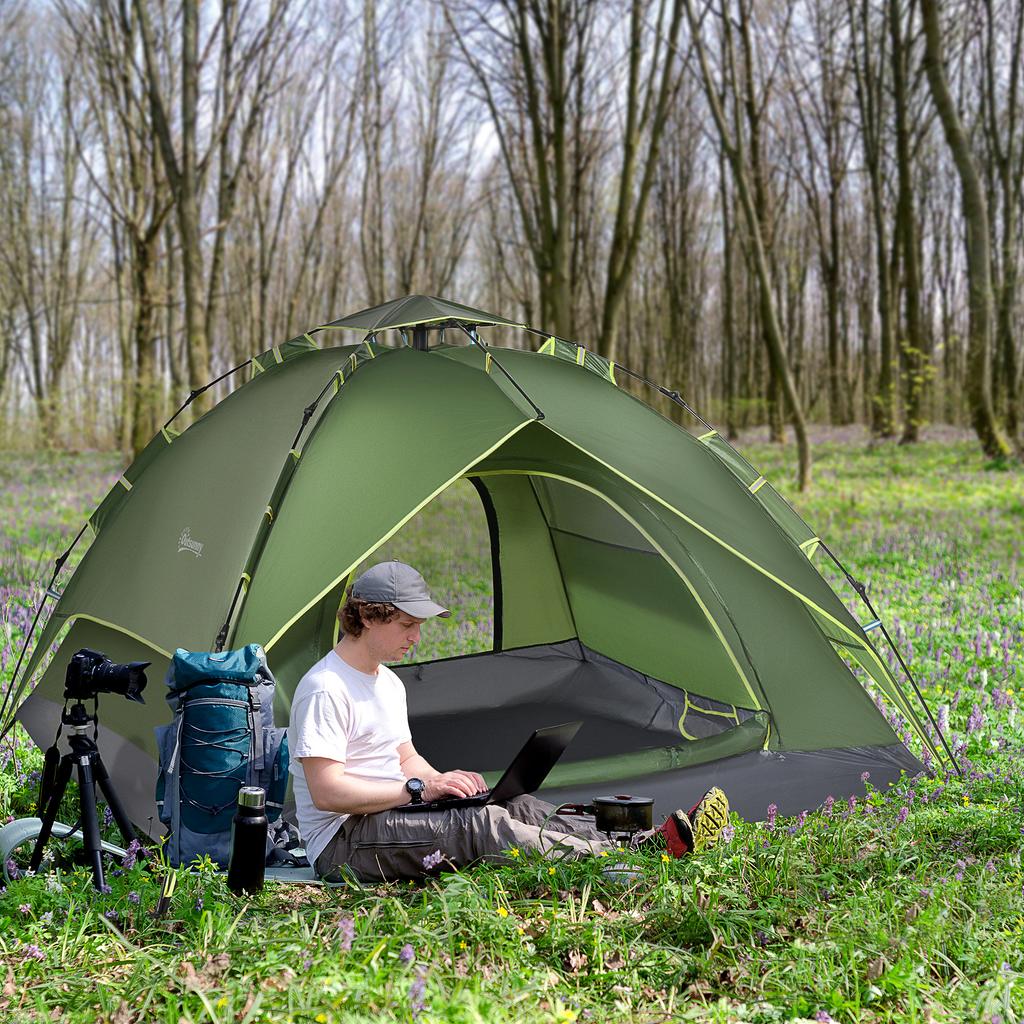 Tenda da campeggio per 3 persone Tenda automatica pop-up Portatile a doppio strato per festival Escursionismo Viaggi in famiglia Riparo