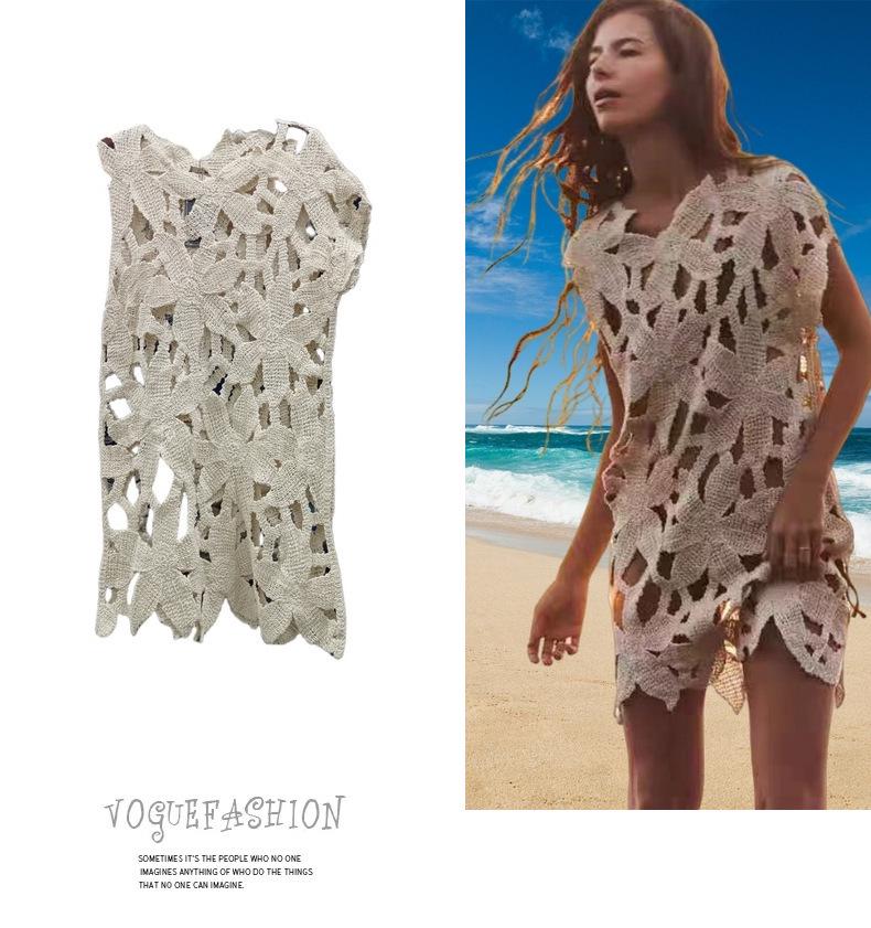 One-Sleeve Crochet Lace Beach Cover-Up for Women