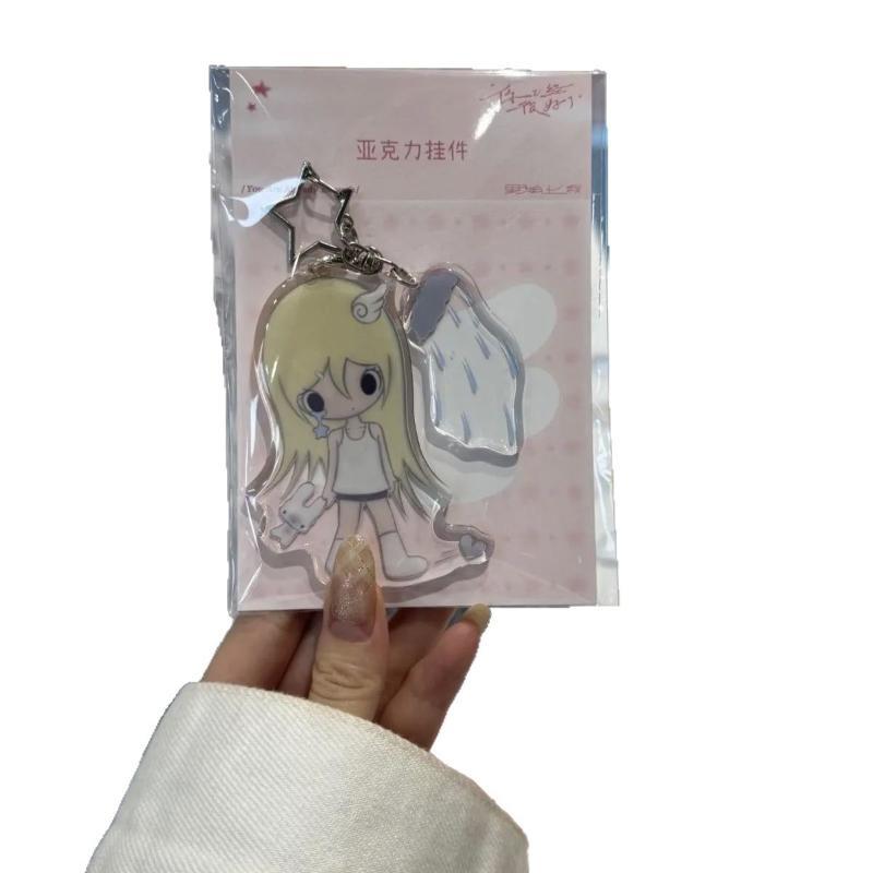 INS Fashionable Acrylic Keychain Set Cute Angel Girl Star Cartoon Charms Women Bag Charm Graduation Gift