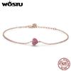 WOSTU Bracelet Chaîne Lien Cœur Romantique Or Rose Argent Sterling 925 Pour Femmes Fermoir Mousqueton Bijoux Cadeau CQB050