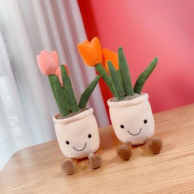 Weiches Flauschiges Spielzeug Tulpe Plüschtier 35cm Blumentopf Stofftier Kissen Dekoration Sukkulenten Pflanzen Freund Wurfkissen Mehrfarbig
