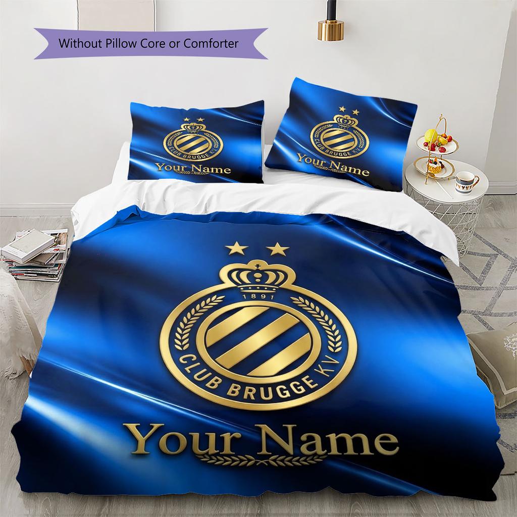 Club Brugge KV Custom Name Pattern Bedding,Quilt Set Quilt Cover Pillowcase Home Birthday Gift(1 * Duvet Cover + 2 * Pillowcase, Without Core)