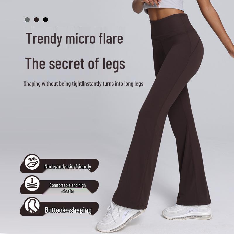 

Women s High Waist Flared Nude Lycra Yoga Pants - Elastic, Hip Lift, Wide Leg, Casual Fitness Wear 12/XXL