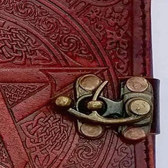 Leather Bound Diary Embossed with Lock Cum Notepad for Men and Women Plain Paper of 17.78 X 12.7 Cm 240 Pages Perfect for Travel Diary for Gift (Star)