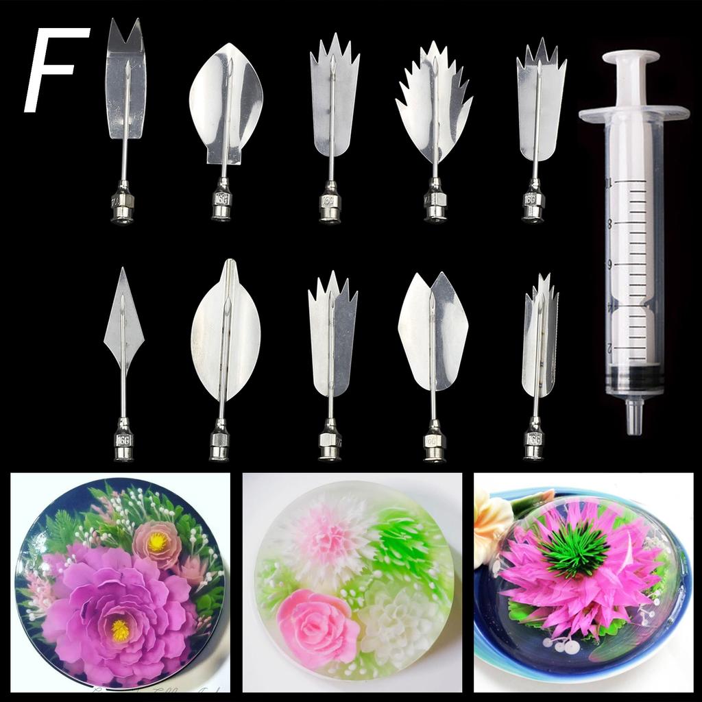 14 Stil 3D Gelatine Kuchenform Gelee Kunst Pudding Blumen Edelstahl Düse Spritze Nadel Set Kuchen Dekorationswerkzeuge