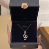 S925 Sterling Silver Music Note T-Square Moissanite Diamond Pendant Necklace - Elegant & Sweet Women's Clavicle Chain
