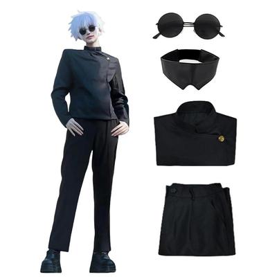 Kostium cosplay Gojo Gojo, kostium do odgrywania ról, mundur z opaską na oko, okularami, peruką, kompletny zestaw męski