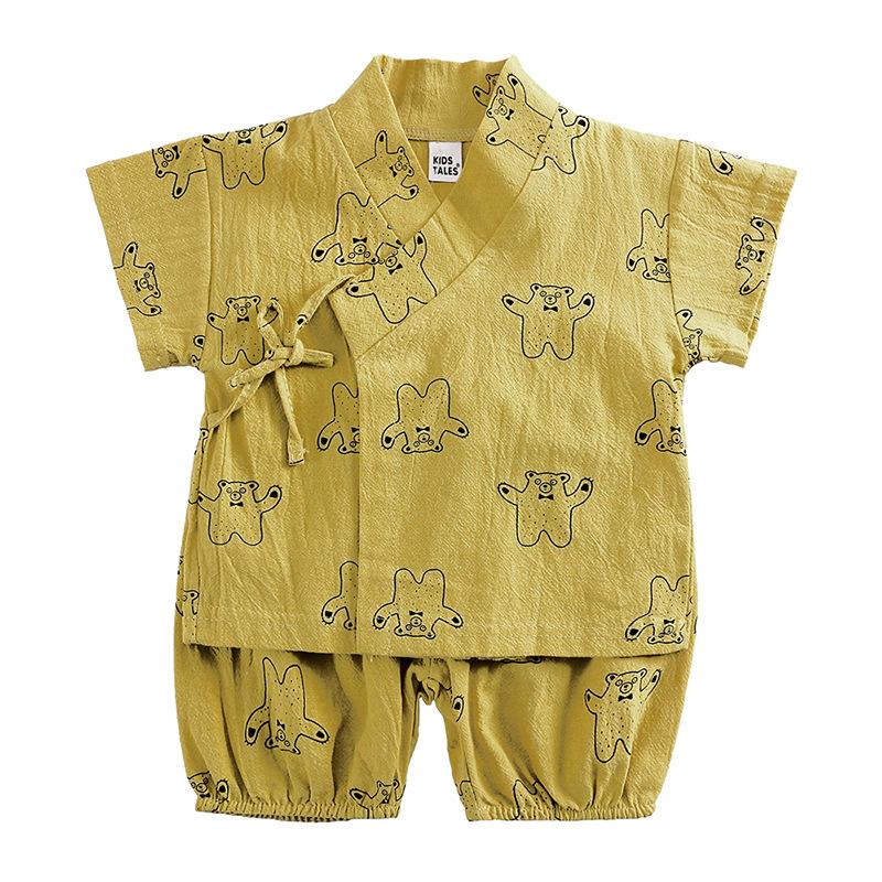 Summer Kids Short Sleeve Pajamas with Cartoon Print for Babies 80