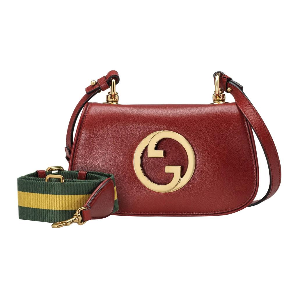 Gucci Blondie Gold Logo Detachable Shoulder Strap Runway Leather Mini Handbag Crossbody Women handbag Deep-Red 698643-UXXAG-6170
