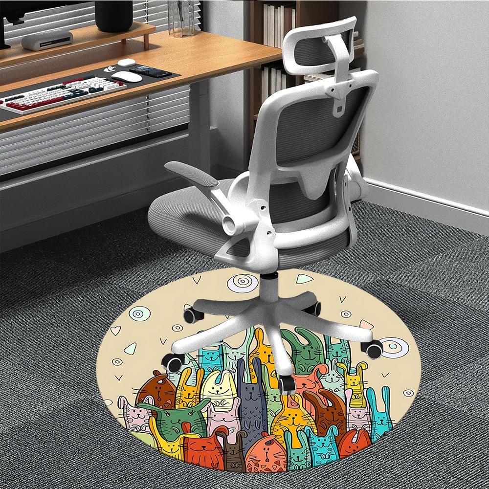 

1PC Bunny Party Office Round Area Rug, Indoor Mat Suitable ForOffice, Under Office Chairs Bedroom Living Room Home Decor, Room Deco, D126 80cm by 80cm