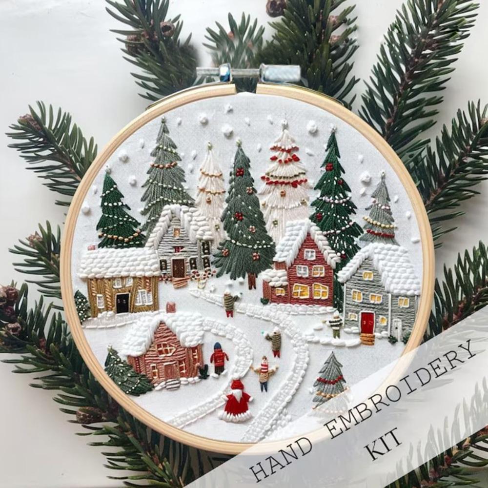 Craft Christmas Cross Stitch Kits With Embroidery Hoop Christmas Decoration  Embroidery Beginners