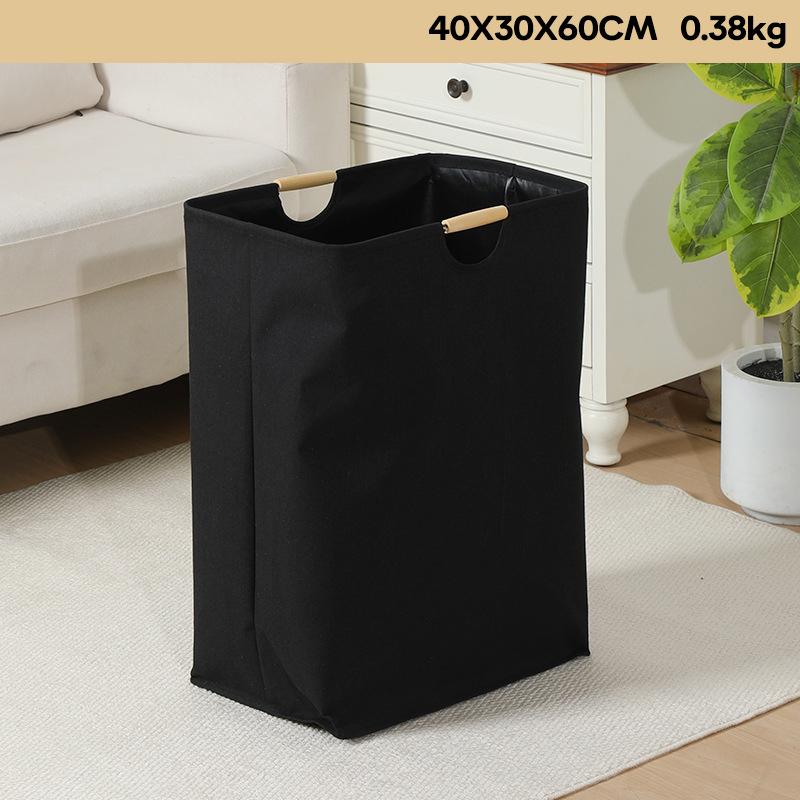 Breathable Linen Laundry Basket Collapsible Hamper Wood Handle Storage Bin Large Capacity Dirty Clothes Organizer Multi Purpose Home Bathroom Storage