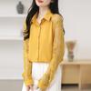 16 Color Lace Patchwork Chiffon Shirt Women Blouse Fashion Hollow Long Sleeved Top Slim OL Work Party Shirt Solid Color