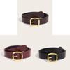 Vintage Black Pu Leather Belt For Women With Square Sugar Pattern For Retro Fashion