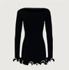 Patchwork Ruffled Backless Mini Dress Lace Up Black One Piece Dress For Fall Elegant Women Night Out Birthday Party Outfits