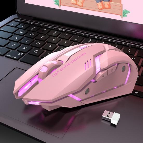 Mouse Ottico Wireless Ricaricabile USB T1 Ergonomico 2.4G Silenzioso Retroilluminato per Gaming