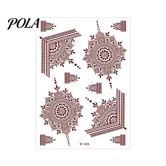 Henna Tattoo Stickers, Red Brown Waterproof Lace Temporary Tattoos, Indian Mehndi Body Art for Hands Feet, Festival Makeup